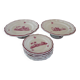 Gien "Pink Landscape" original service: 2 cake plates + 8 dessert plates