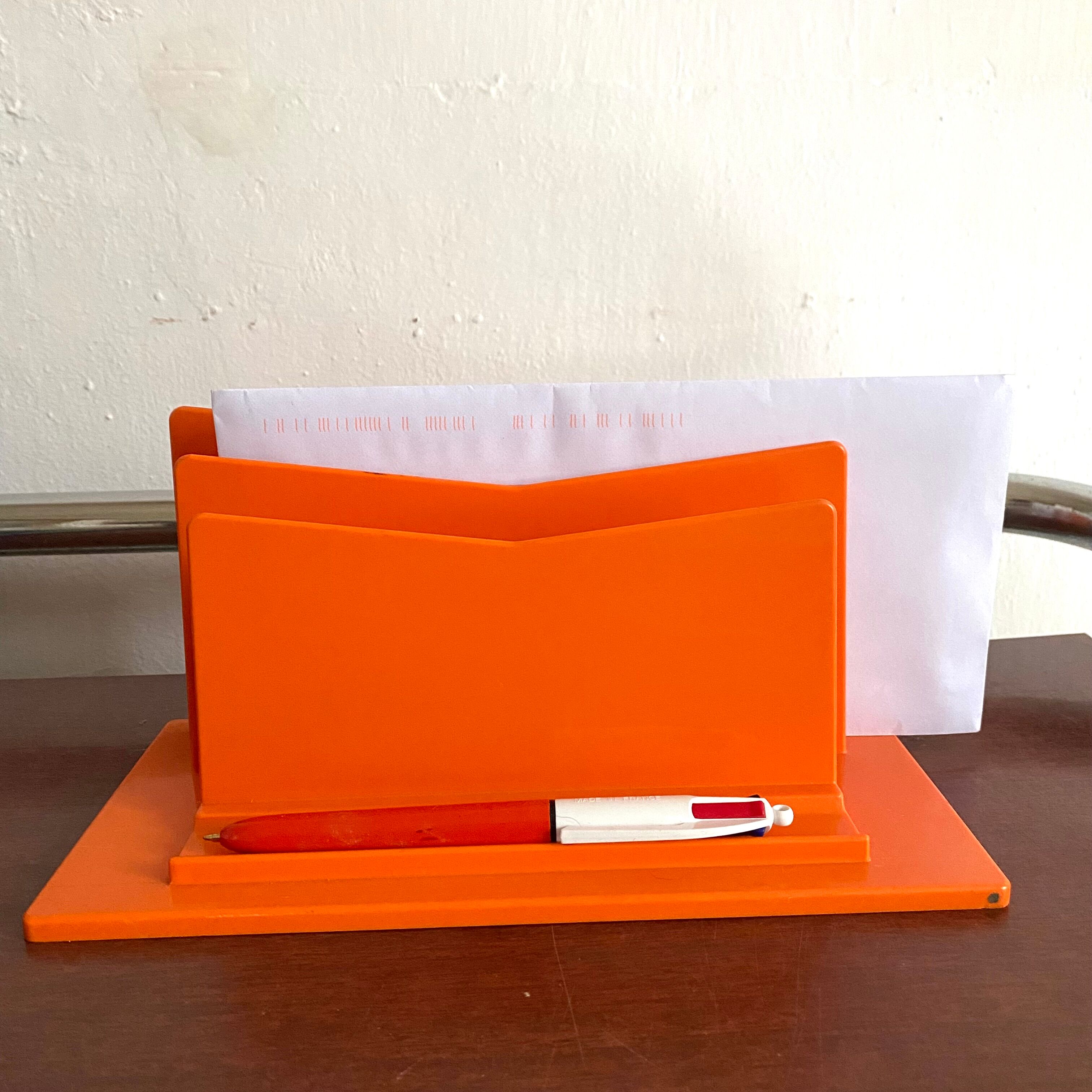 Vintage orange letterholder 70s