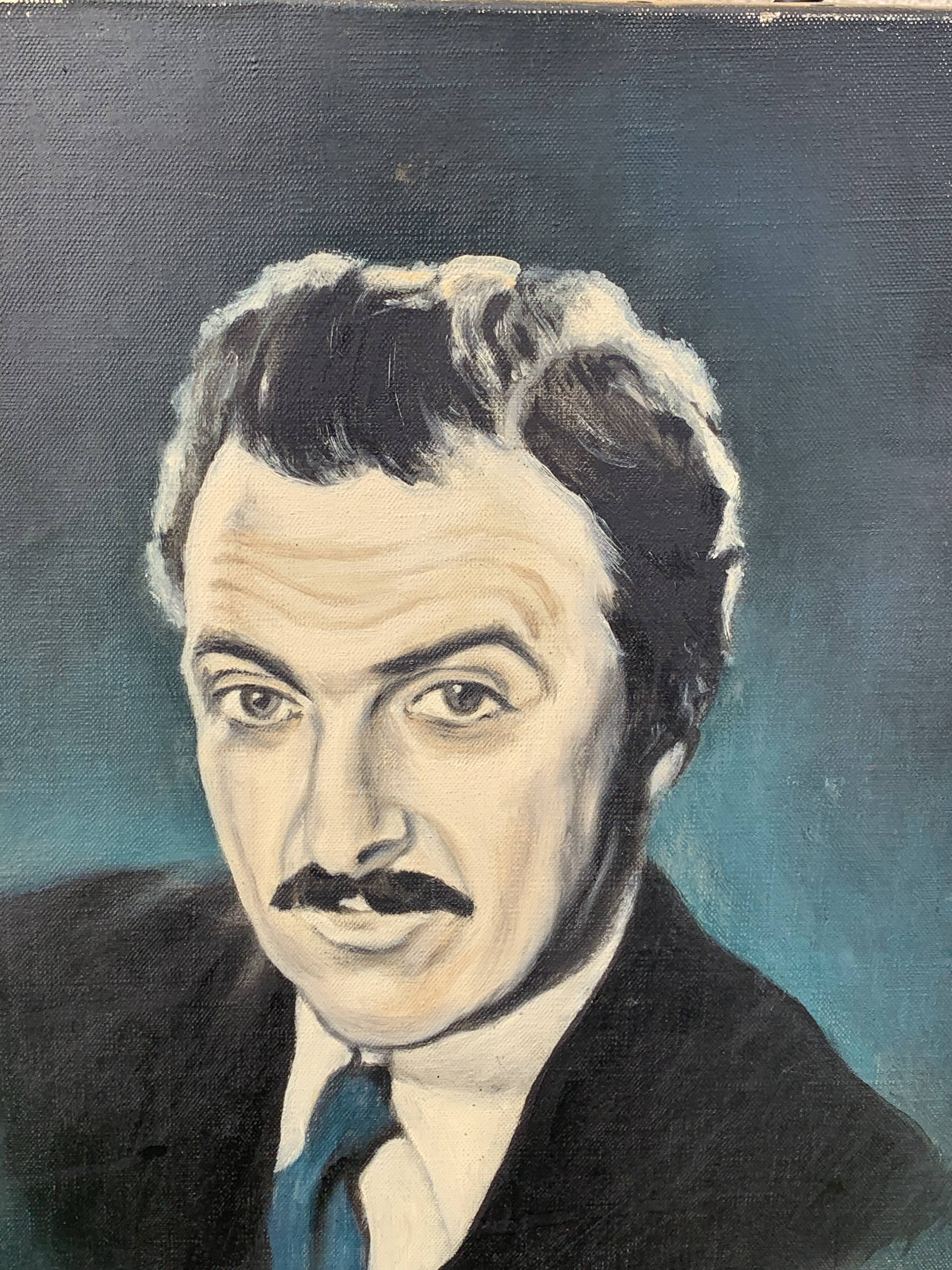 Painting, painting portrait of a man, vintage, circa 1960 unsigned, attributed to Roger Schmitt