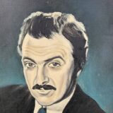 Painting, painting portrait of a man, vintage, circa 1960 unsigned, attributed to Roger Schmitt