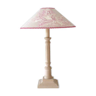 Lamp to put foot wood lampshade canvas of Jouy