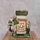 Cendrier éléphant en céramique émaillée vert et ocre – style asiatique vintage