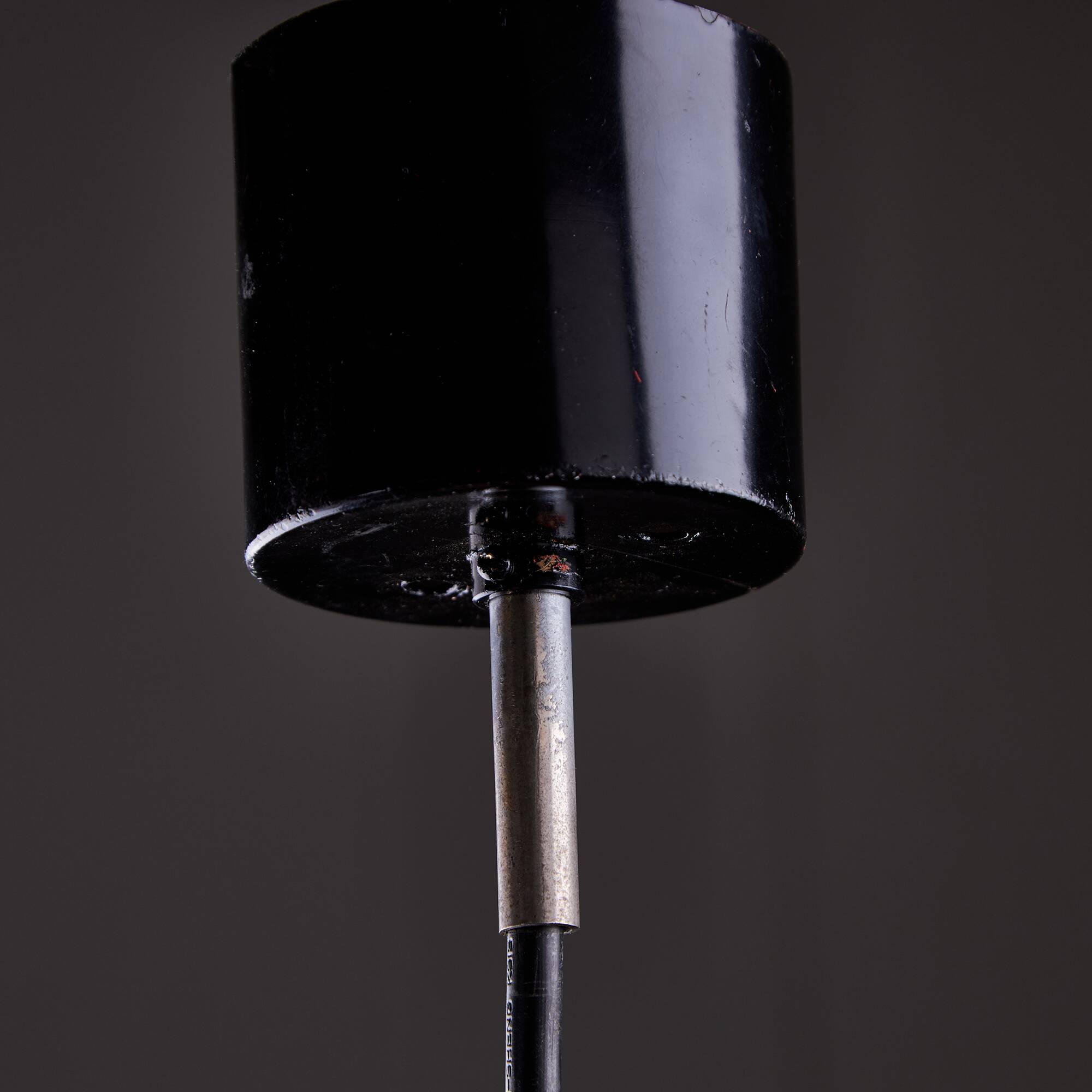 Italian, Hemispherical Red Aluminum Pendant with Round Holes on Top, 1970s