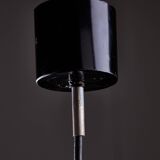 Italian, Hemispherical Red Aluminum Pendant with Round Holes on Top, 1970s