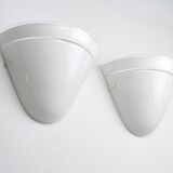Pair of Murano Due white crystal wall lights, Italy, 1980s