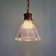 Art Deco Holophane pendant light in clear grooved glass, 1920-30