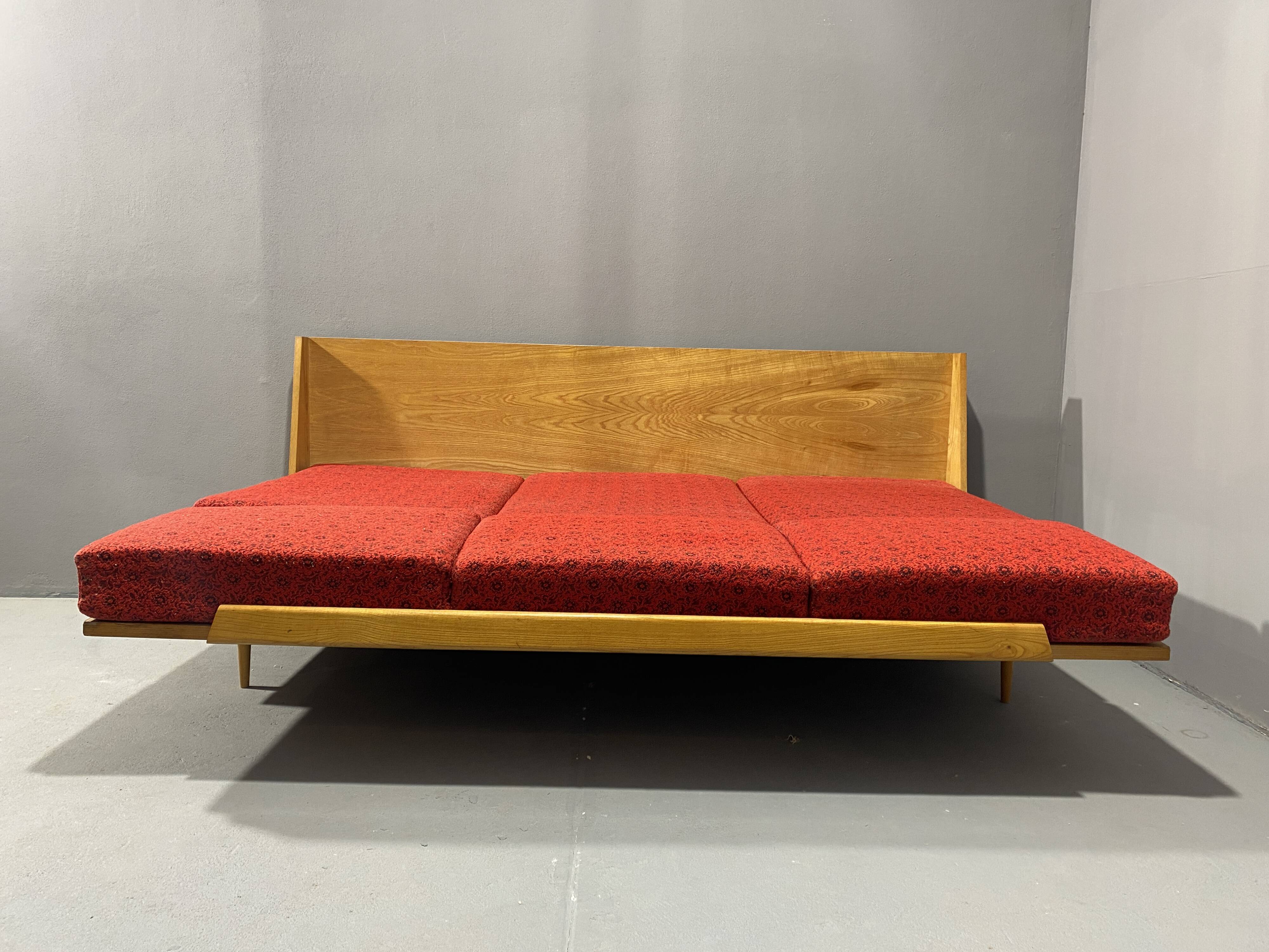 Mid-century folding sofa bed by Drevotvar, 1970s, Czechoslovakia