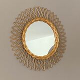 Mirror sun in braided rattan 1960, 46cm