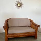 Old 2-seater rattan sofa Italian design from the 70s vintage