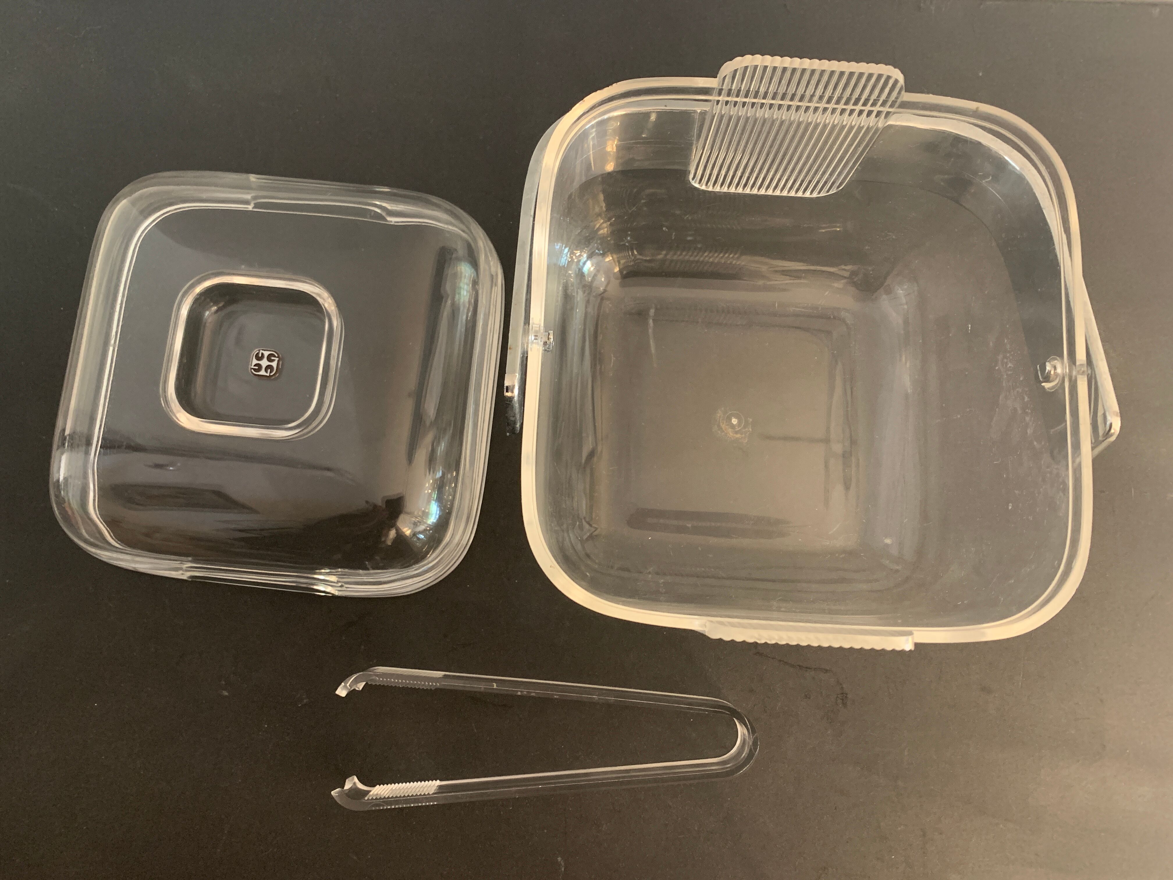 Transparent ice bucket and pitcher, Italian design Guzzini, 1970