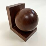 Serre-livres Art Déco antiques de style géométrique moderniste en loupe de bois massif, vers 1920