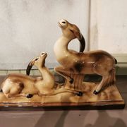 Couple d'antilopes art déco en céramique