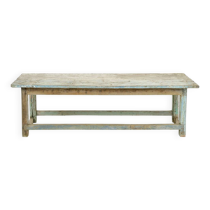 Table basse en bois massif - bleue