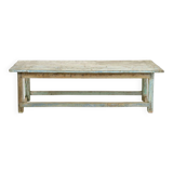 Solid wood coffee table with blue patina