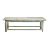 Solid wood coffee table with blue patina