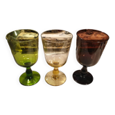 3 verres cristal soufflé sûr pied douche