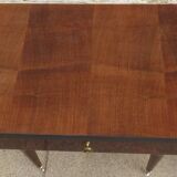 2 Bedside tables typical of the 50s in mahogany-colored varnished wood.
