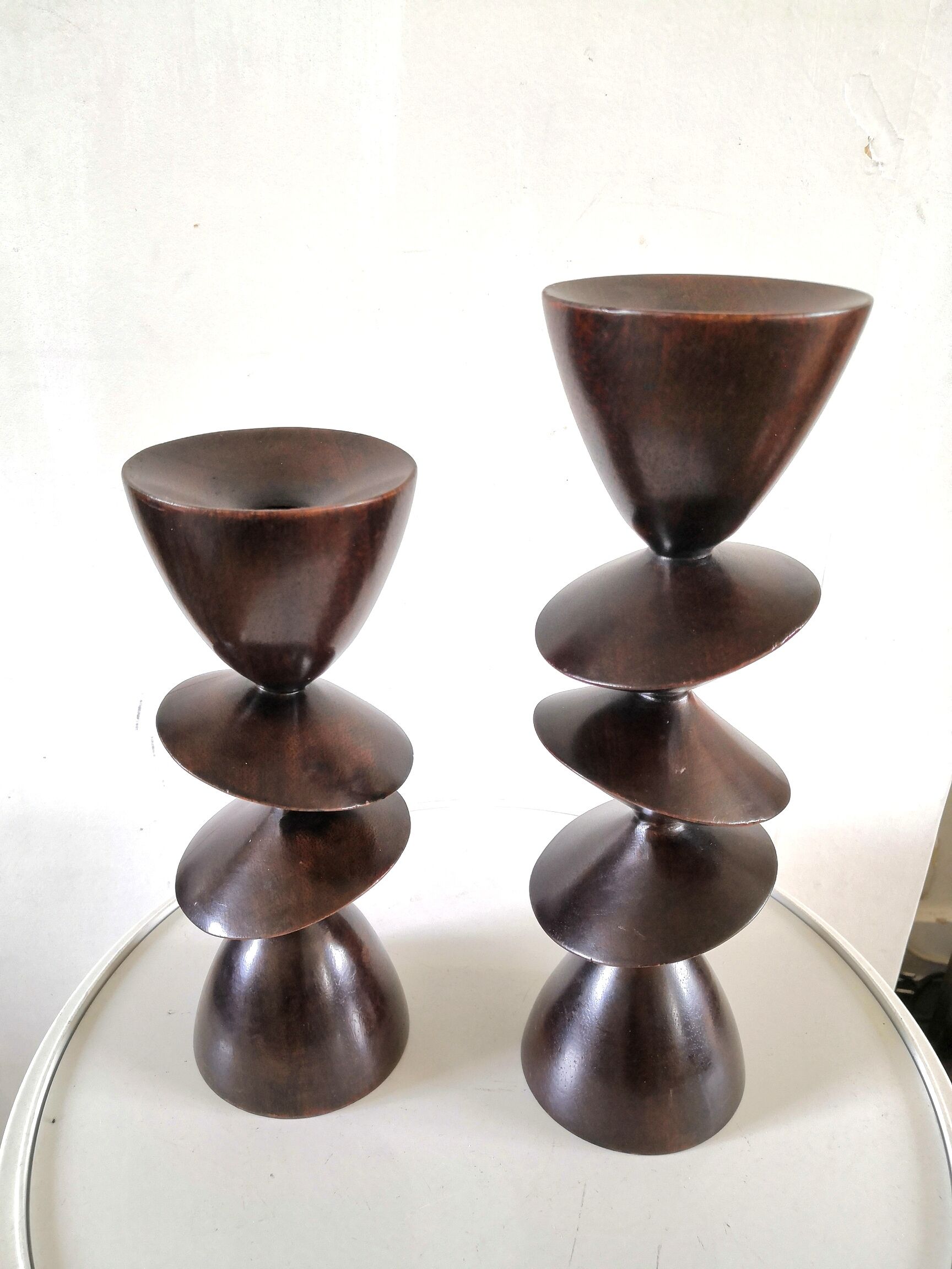 Pair of ebony candle holders design