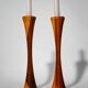 Pair of Scandinavian candleholders in wood, Denmark, 1980s
