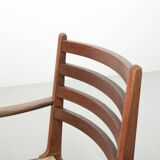 Rare Bas van Pelt Brutalist Oak Armchair with Woven Rush Seat for My Home