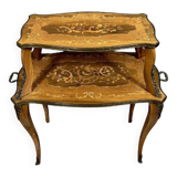 Double-top tea table in marquetry, Napoleon III period, circa 1850-1880