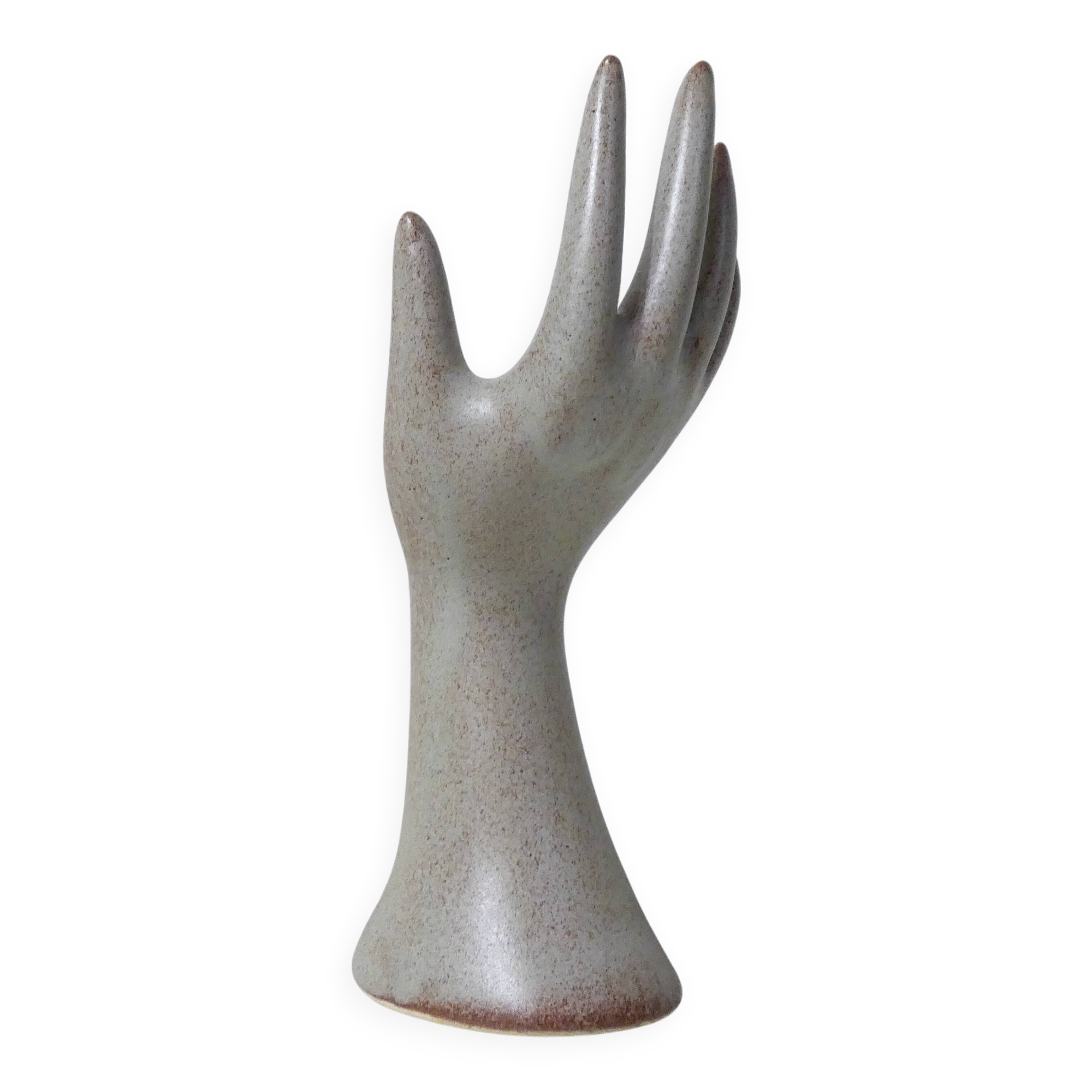 Vintage stoneware hand ring holder soliflore jewelry holder