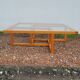 Modernist vintage square coffee table, in wood and old glass