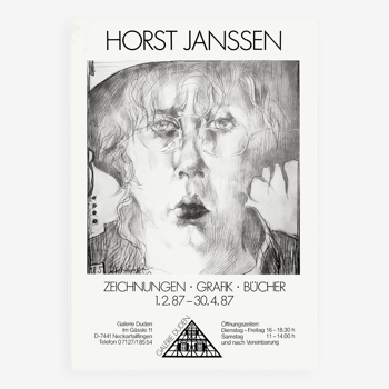 Affiche d'exposition d'art vintage Horst Janssen des années 1980
