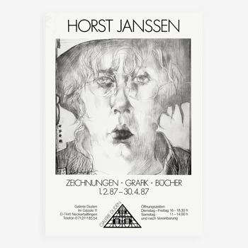 Vintage Horst Janssen 1980s Art Exhibition Poster