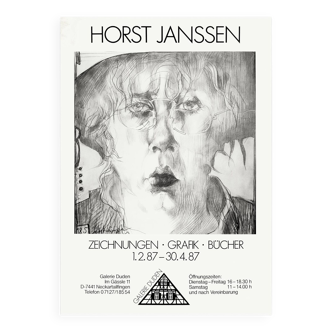 Affiche d'exposition d'art vintage Horst Janssen des années 1980