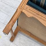 1970s, Danish highback armchair, furniture wool, solid oak wood.