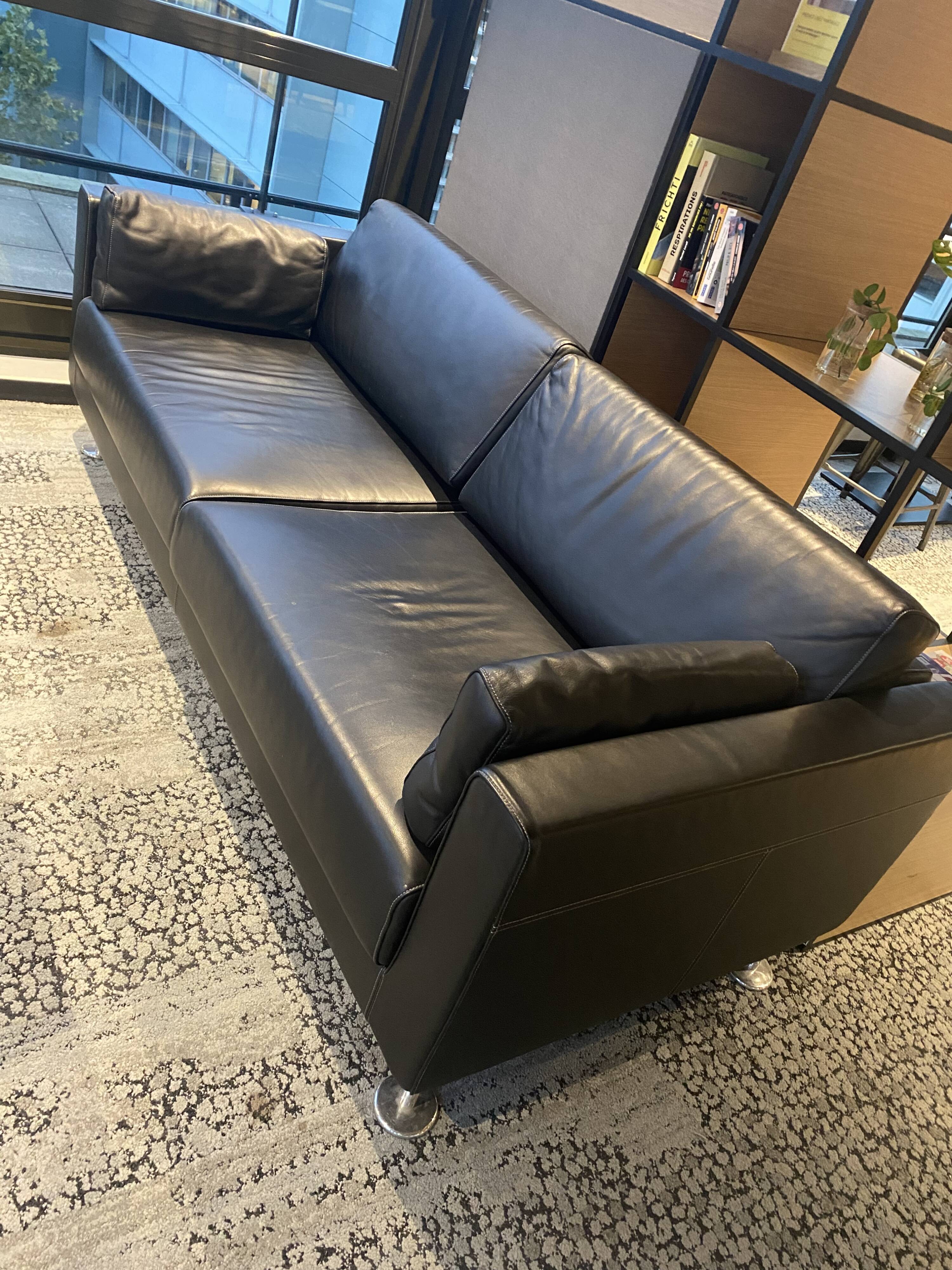 2 Vitra Park sofas by Jasper Morrison - Black leather