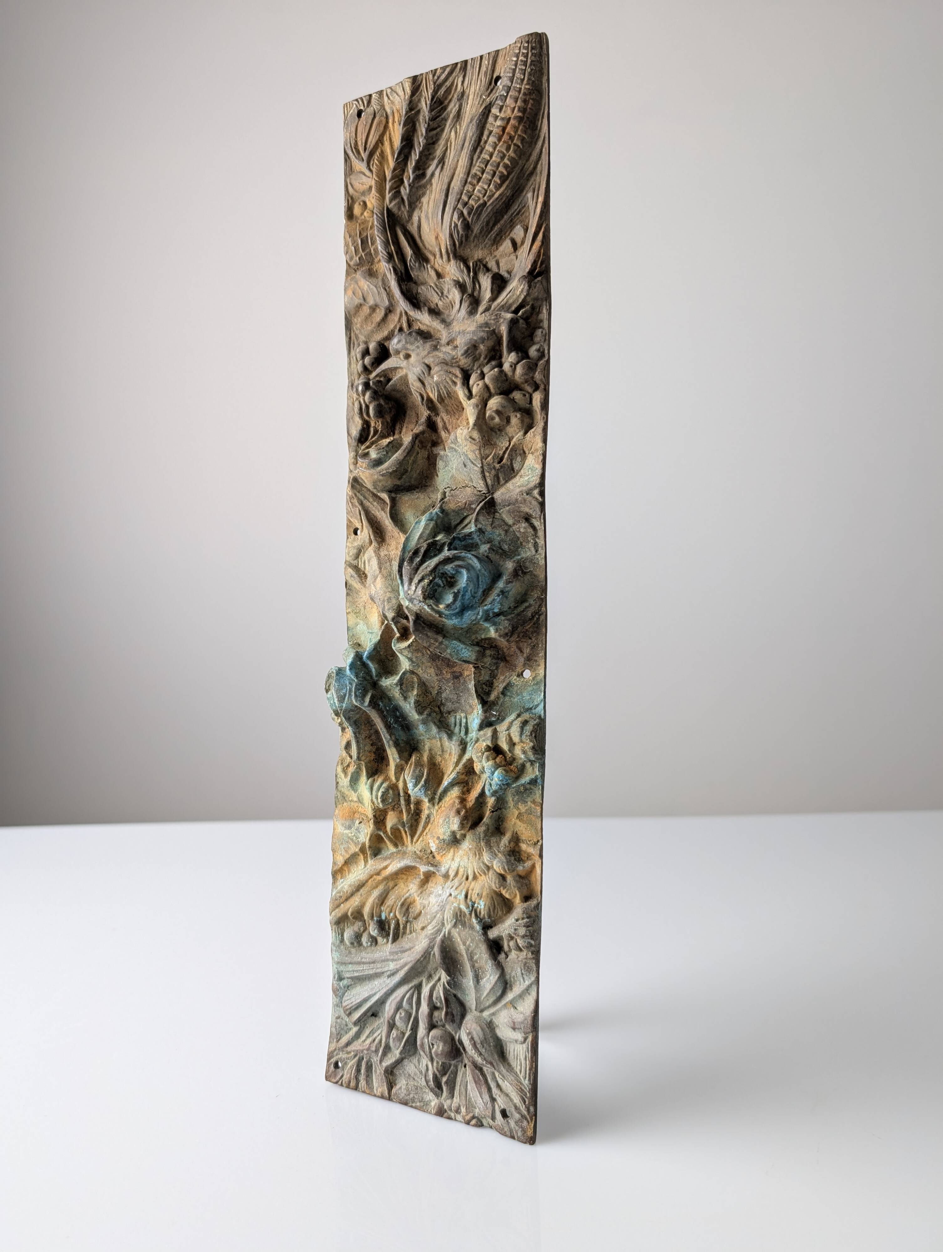 Antique Bronze Relief of Nature and Birds, 1900s