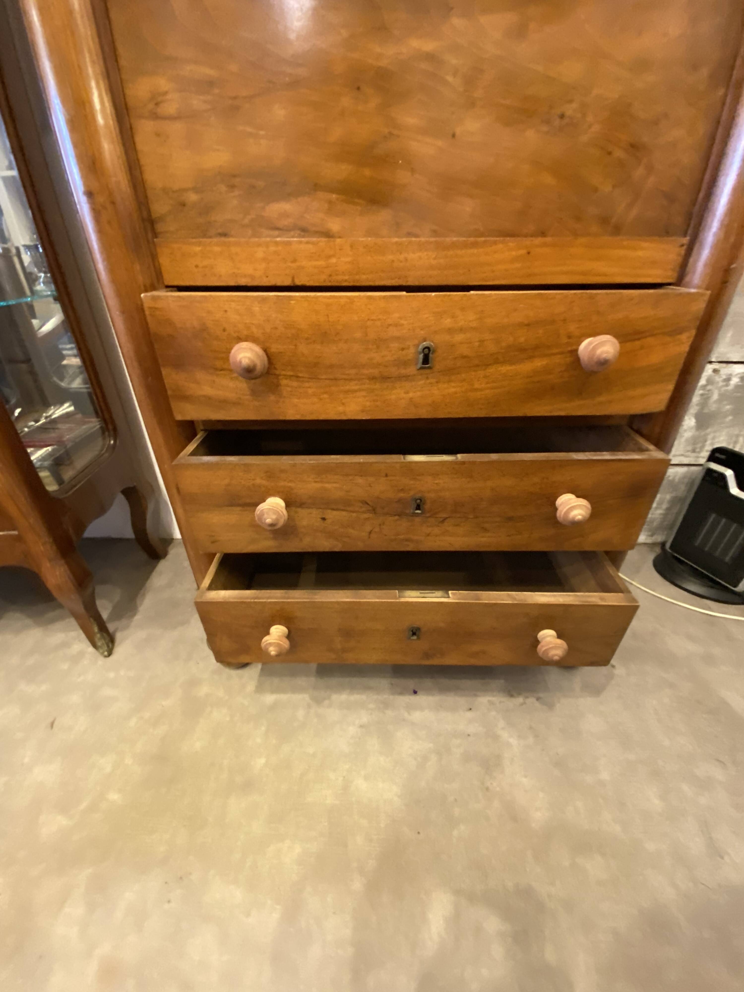 Louis xvi style secretary in walnut late 19th c. with drawers