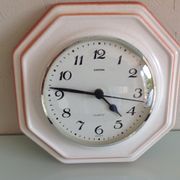 Vintage white ceramic octagonal clock 60/70