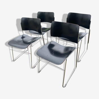 Lot de 4 chaises noires 40/4 par David Rowland pour Howe - années 70 Danemark