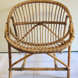 Paire de fauteuils en rotin vintage