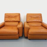 Paire de fauteuils lounge vintage en cuir des années 60 70