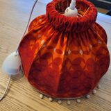 Vintage lampshade pendant lamp in orange and red fabric