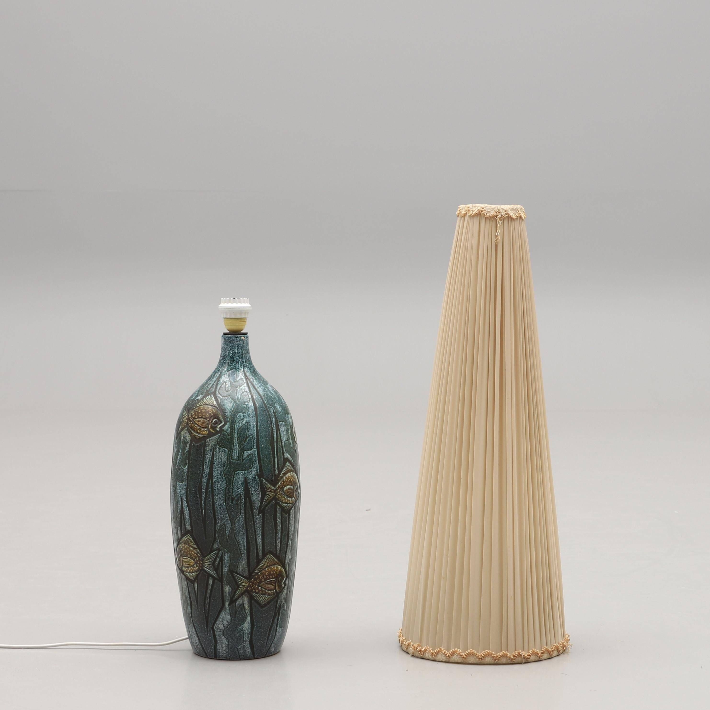 Bonnie Rehnkvist Ceramic table lamp for Torngrens, Falkenberg, Sweden, 1960