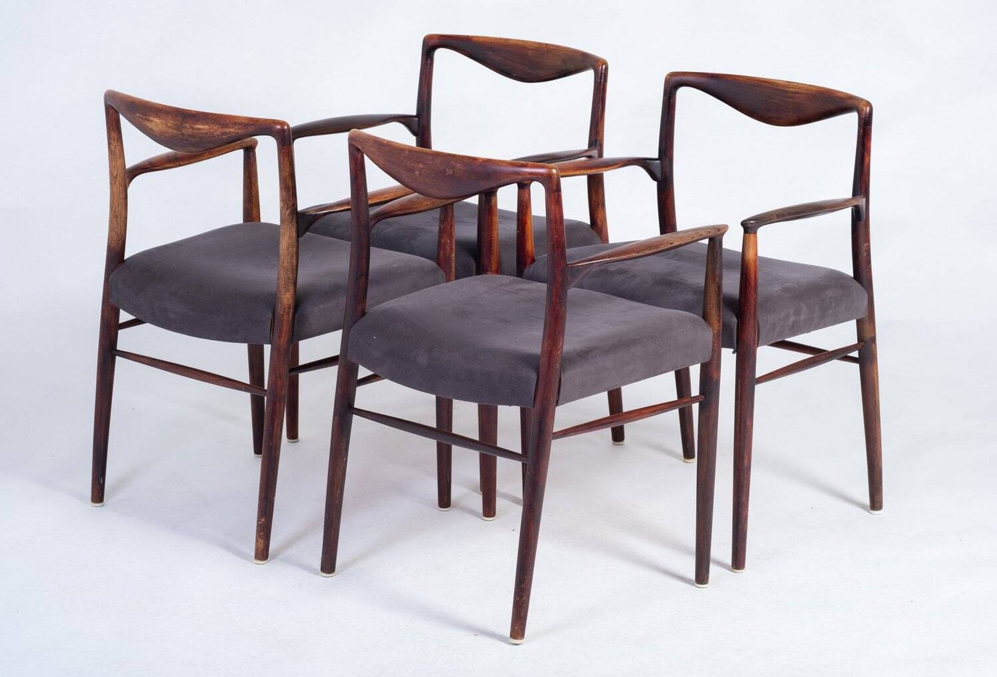 Mid-Century Scandinavian Armchairs in Rosewood by Kai Lyngfeldt-Larsen, 1960s, Set of 4