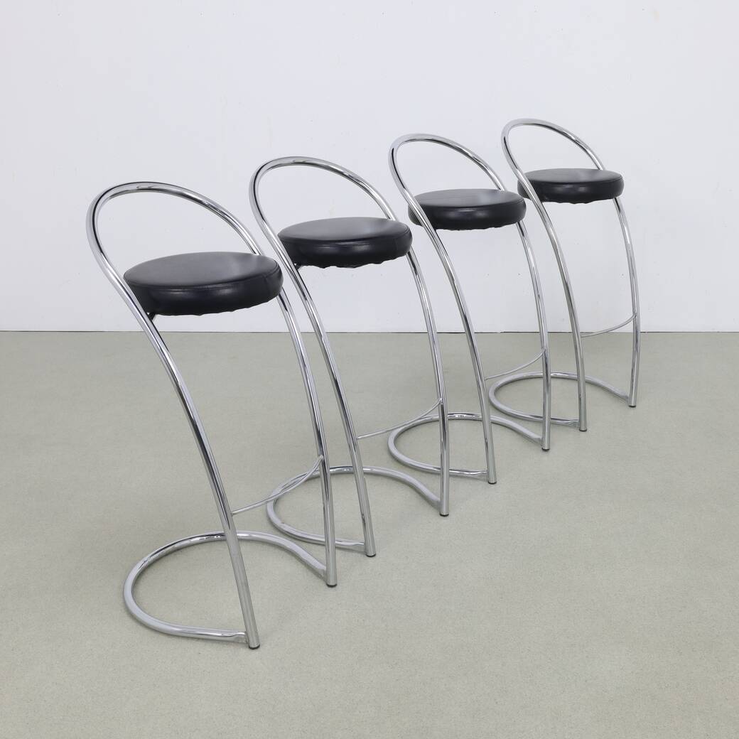 4x Barstool in Chrome, 1980s Italy