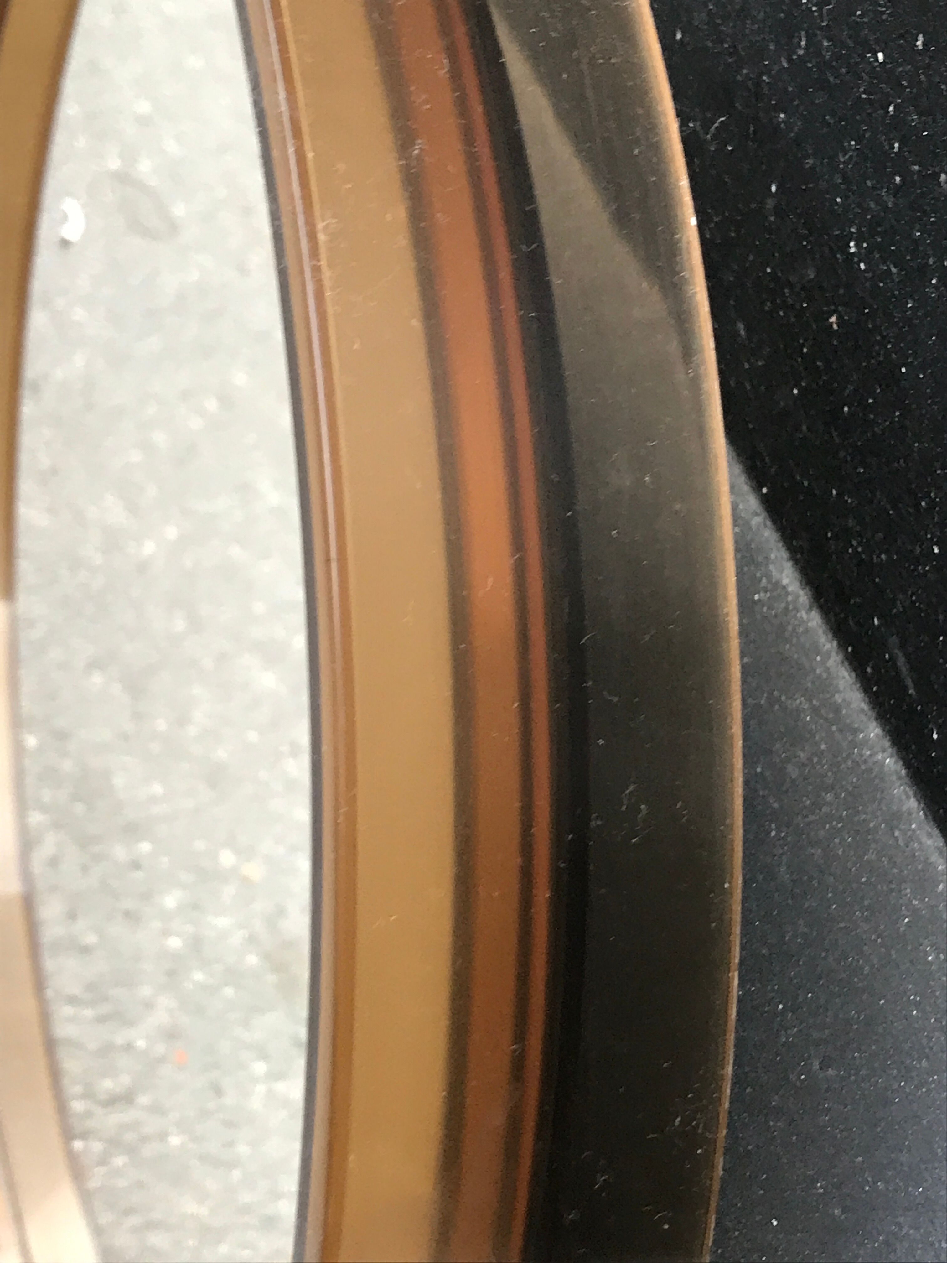 Round mirror plexiglass smoked gilac 1970 brown 40 cm