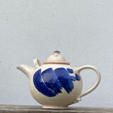 Teapot in blue and beige Japanese stoneware