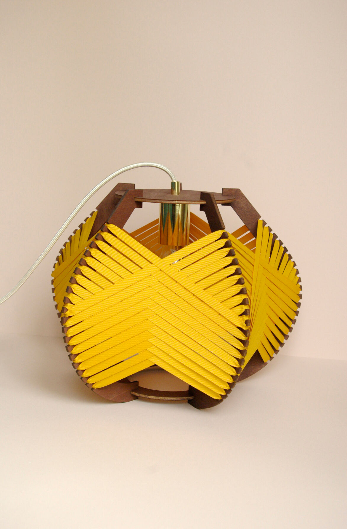 Yellow woven lamp to install