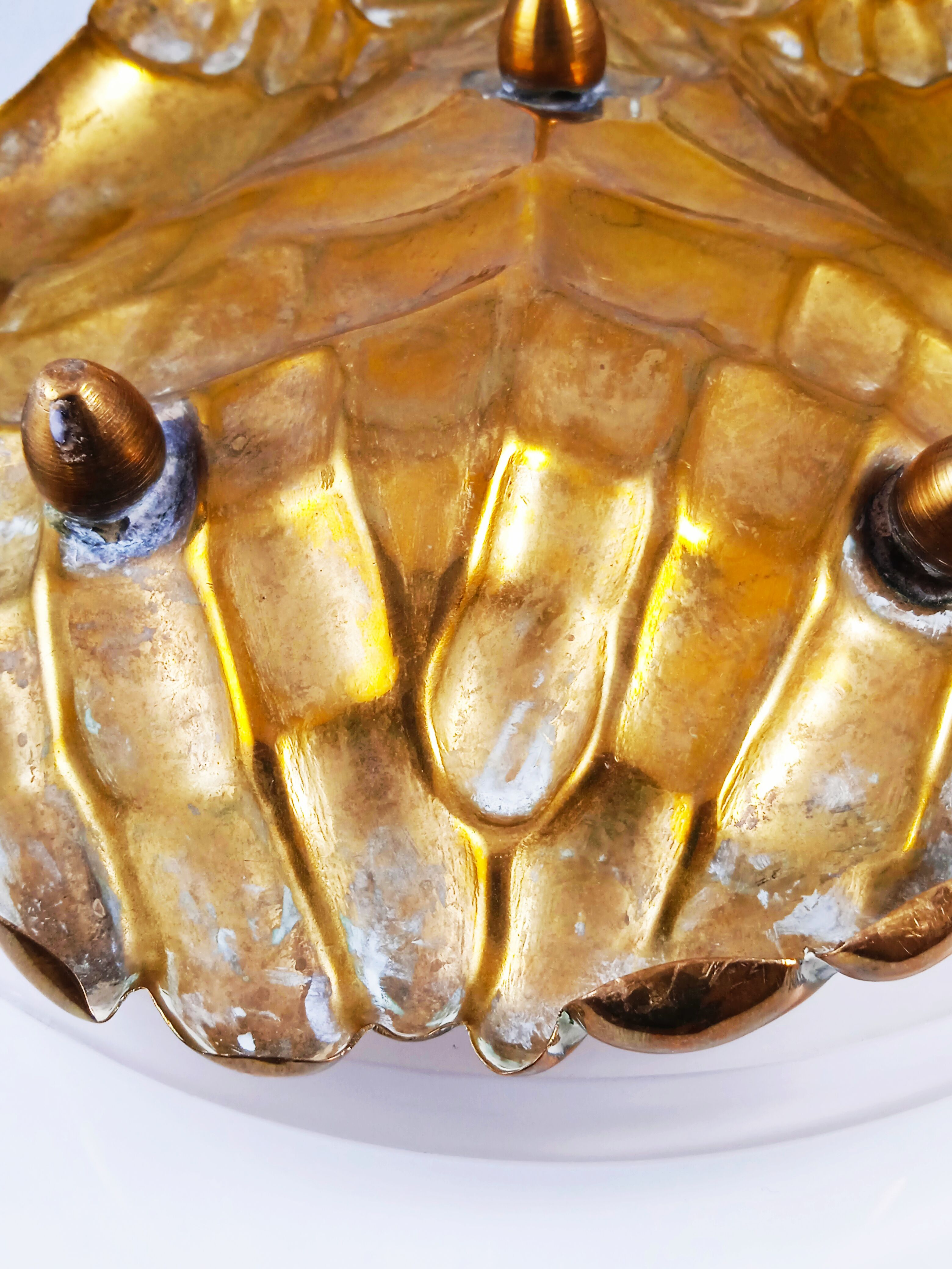 Antique hand-shaped brass soap holder