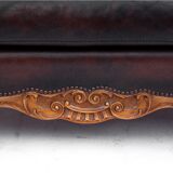 Deep buttoned brown leather salon set