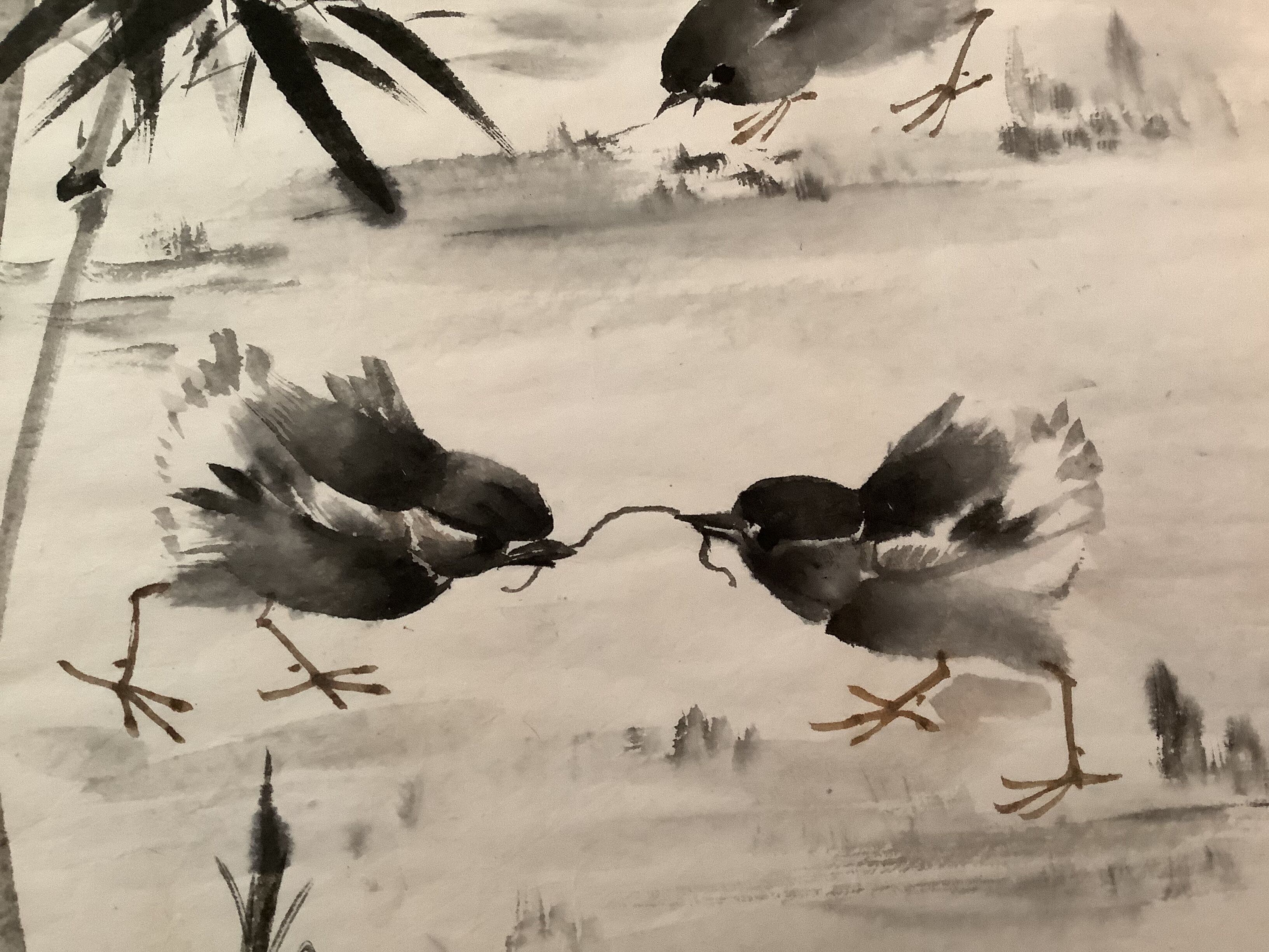 Painting made in Indian ink with a brush / Vintage 1979 brought back from China