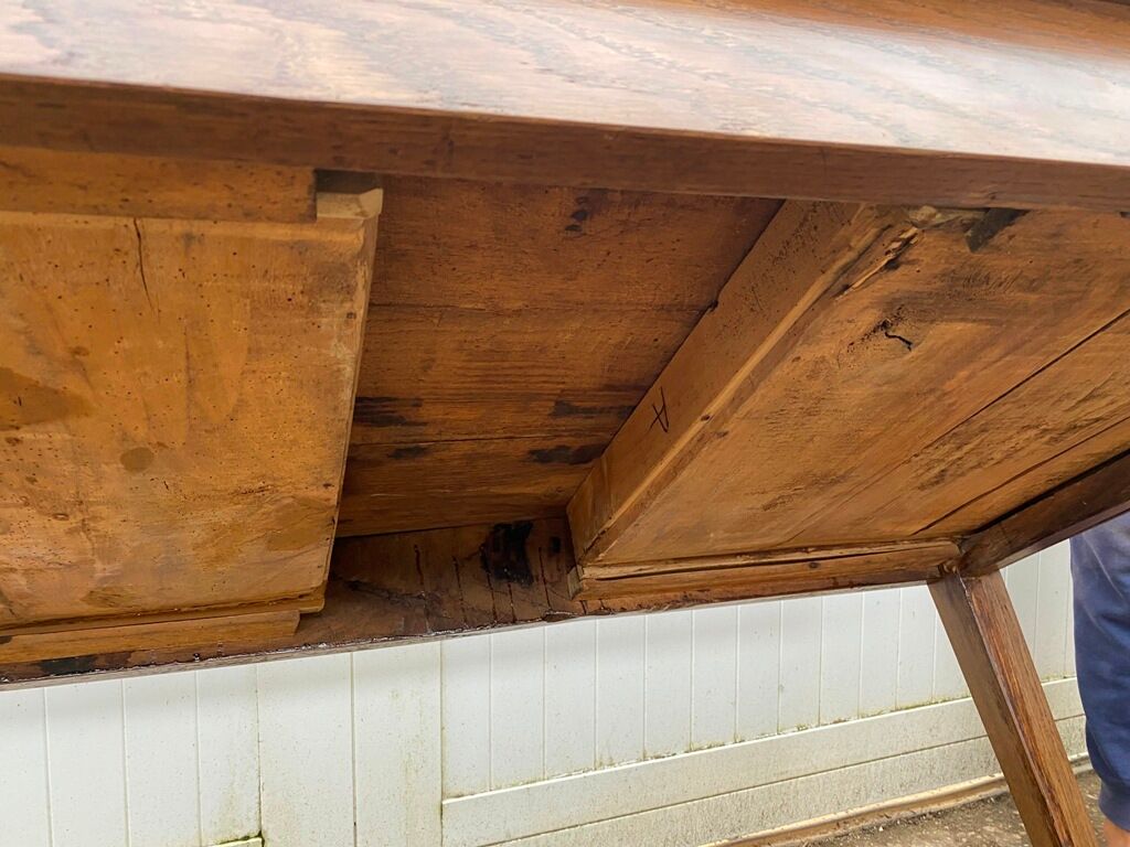 Solid oak dining farmhouse table with 2 drawers 1950 135x75x72cm