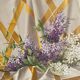 Old painting, oil on wood, lilac flowers on drapery by Sarret.